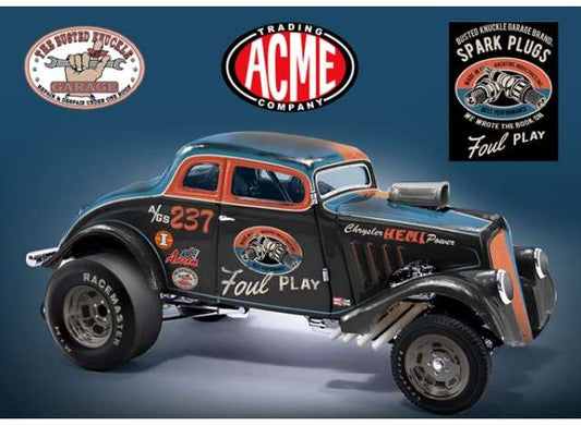 Pre-Order – 1933 Gasser *Foul Play* Busted Knuckle Garage, blue/red 1:18 Acme Diecast Model (ACME1800941) – ETA. December 2026