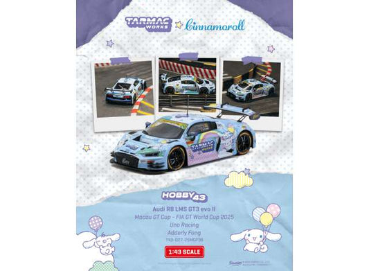 Pre-Order – 2025 Audi R8 LMS GT3 EVO II Macau GT CUP, various 1:43 Tarmac Works Model (TC-T43-027-25MGP36) – ETA. March 2027