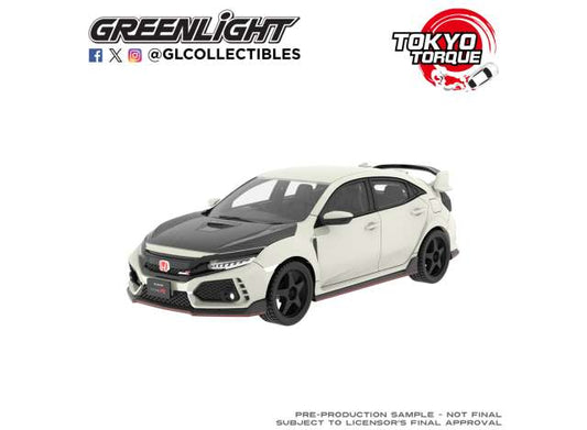 Pre-Order – 2018 Honda Civic Type-R (FK8) with Custom Wheels and Carbon Hood *Tokyo Torque Series 10*, championship white 1:64 GreenLight Model (GL235110-F) – ETA. January 2027