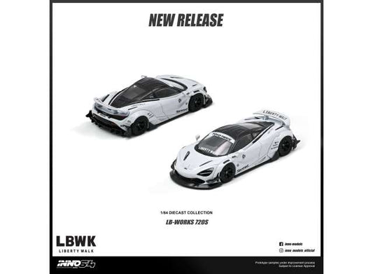 Pre-Order – Liberty Walk 720S, white 1:64 Inno Models Model (IN64-LBWK720S-01) – ETA. February 2027