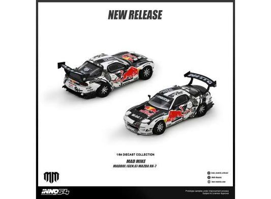Pre-Order – Mazda RX-7 Mad Mike *Madbul Gen6*, various 1:64 Inno Models Model (IN64-RX7MM-02) – ETA. February 2027