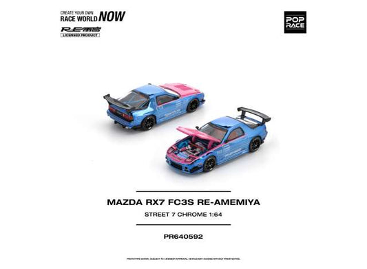 Pre-Order – Mazda RX7 (FC3S) Re-Amemiya Street7 Chrome 1:64 Pop Race Model (PR640592) – ETA. June 2027