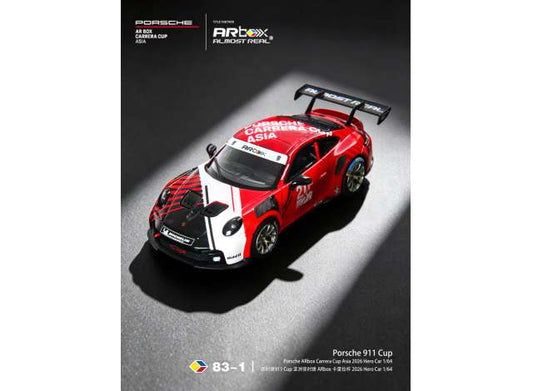 Pre-Order – 2026 Porsche 911 Cup Porsche ARbox Carrera Cup Asia Hero Car, red/white 1:64 Almost Real Model (ALM640010001) – ETA. October/November 2026