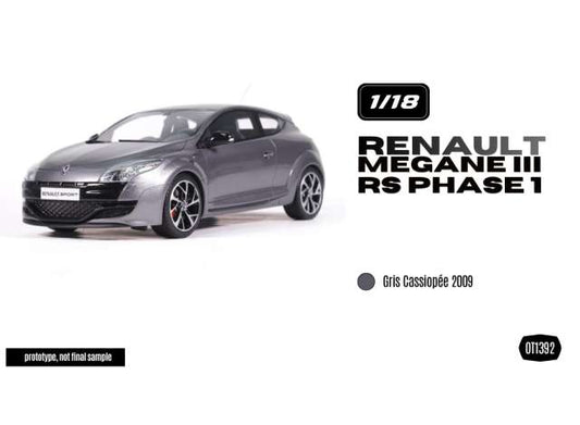 Pre-Order – 2009 Renault Megane III RS Phase 1 *Resin series*, Gris Cassiopee 1:18 OttOmobile Miniatures Model (OT1392) – ETA. April 2027
