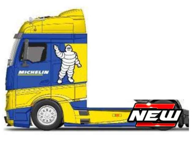 Pre-Order – Mercedes Benz ACTROS 1851 MP4 GIGA SPACE *Michelin*, blue/yellow 1:64 Maisto Model (MAI12389-19127M) – ETA. December 2026