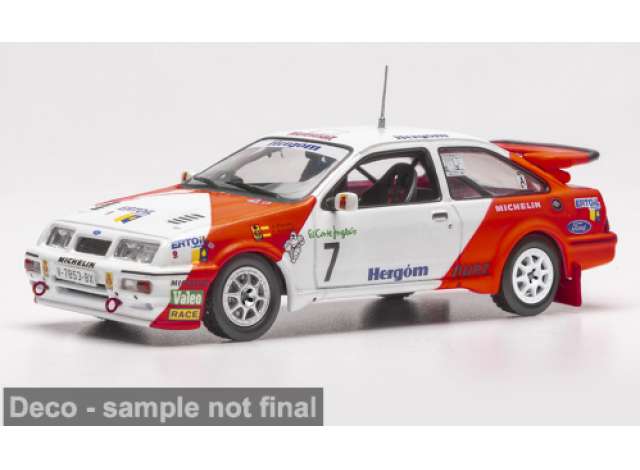 Pre-Order – 1989 Ford Sierra RS Cosworth #7 J.Puras/T.Aguado Rally El Corte Ingles, white/red 1:43 IXO Models Model (IXORAC456) – ETA. February 2027