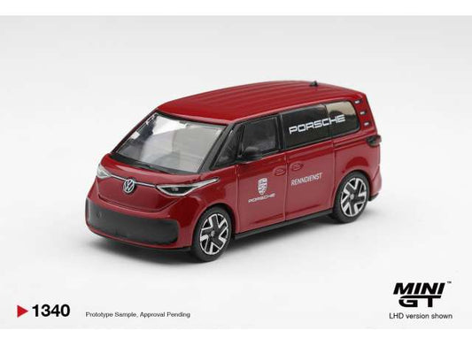 Pre-Order – 2022 Volkswagen ID.Buzz *Porsche Renndienst*, red 1:64 Mini GT Model (MGT01340-L) – ETA. April 2027