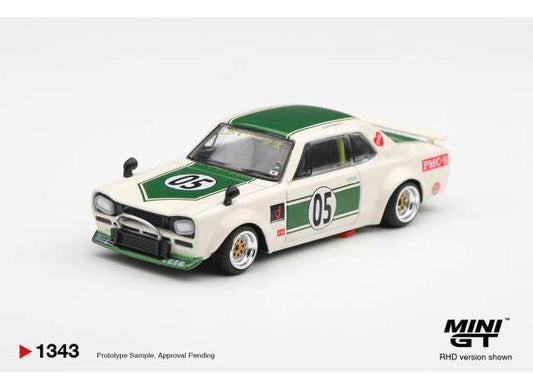 Pre-Order – 1971 Nissan Skyline GT-R (KPGC10) LB-Works Hakosuka, white/green 1:64 Mini GT Model (MGT01343-BL) – ETA. April 2027