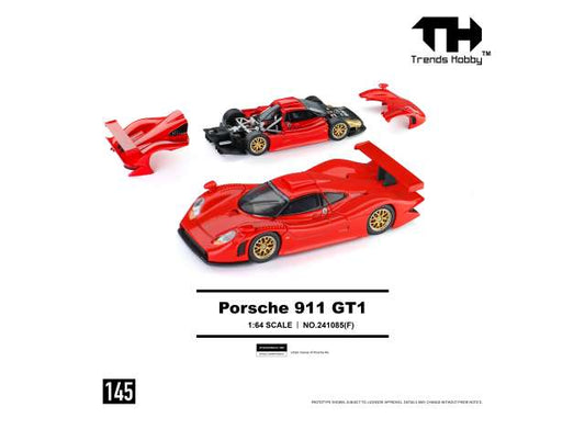 Pre-Order – 1998 Porsche 911 GT1, red 1:64 Trends Hobby Model (TH241085F) – ETA. January 2027