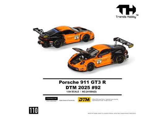Pre-Order – 2025 Porsche 911 GT3 R DTM #92, orange/black 1:64 Trends Hobby Model (TH241084D) – ETA. January 2027