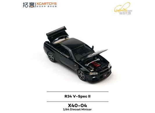 Pre-Order – XCARTOYS Nissan Skyline GT-R R34 V-SpecII, black 1:64 XCartoys Model (XCARX40-04) – ETA. March 2027