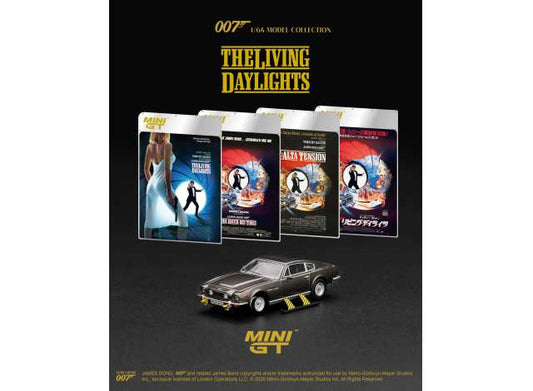 Pre-Order – 1987 Aston Martin V8 Vantage *The Living Daylights (Weapons On)* English Blister Packaging, brown 1:64 Mini GT Model (MGT00922-007E) – ETA. March 2027
