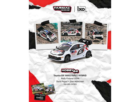Pre-Order – 2024 Toyota Yaris GR Rally1 Hybrid #5 Sami Pajari Rally Finland, white/red/black 1:64 Tarmac Works Model (TC-T64-085-24FR05) – ETA. April 2027