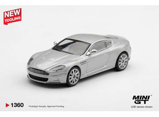 Pre-Order – 2008 Aston Martin DBS, Lightning silver 1:64 Mini GT Model (MGT01360-L) – ETA. April 2027