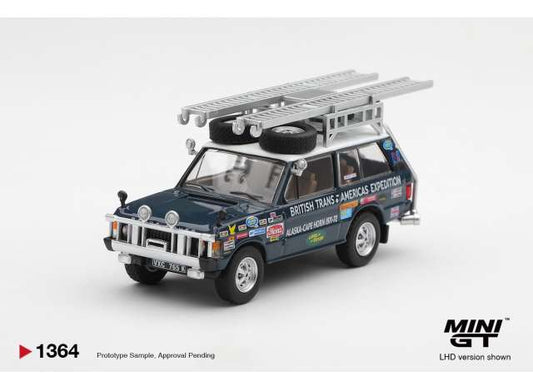 Pre-Order – 1971 Land Rover Range Rover British Trans-Americas Expedition, blue 1:64 Mini GT Model (MGT01364-BL) – ETA. April 2027