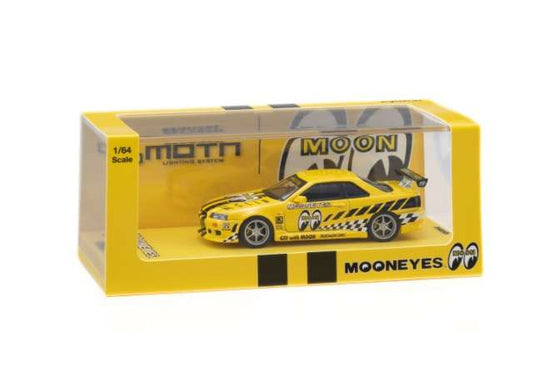 Pre-Order – 2026 Nissan Skyline GT-R (R34) *Mooneyes 2 with Led*, yellow 1:64 Kyosho Model (KYO07134LM2) – ETA. January 2027