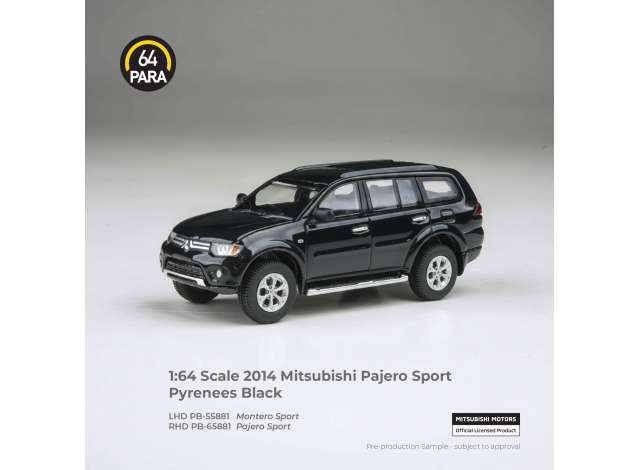 Pre-Order – 2014 Mitsubishi Pajero Sport *Left hand drive*, pyrenees black 1:64 Para64 Model (PB55881) – ETA. January 2027
