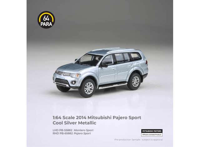 Pre-Order – 2014 Mitsubishi Pajero Sport *Left hand drive*, cool silver metallic 1:64 Para64 Model (PB55882) – ETA. January 2027