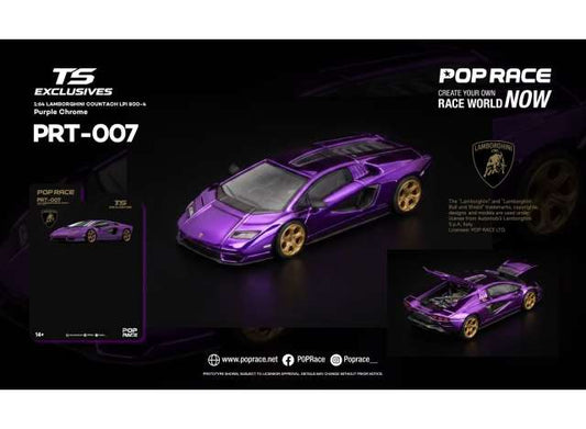 Pre-Order – Lamborghini Countach LPI 800-4 *Tokyo Station Exclusives*, purple chrome 1:64 Pop Race Model (PRT007) – ETA. April 2027