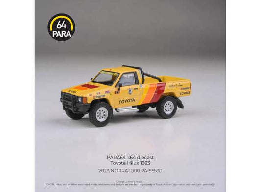 Pre-Order – 1993 Toyota Hilux *2023 NORRA 1000*, orange 1:64 Para64 Model (PA55530) – ETA. March 2027