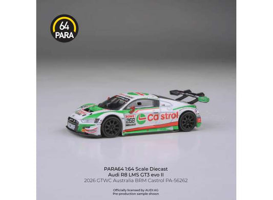 Pre-Order – 2026 Audi R8 LMS GT3 Evo II GTWC Australia  BRM Castrol, various 1:64 Para64 Model (PA56262) – ETA. March 2027