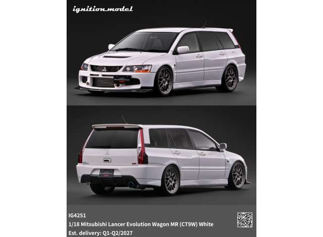 Mitsubishi Lancer Evolution Wagon MR (CT9W), white 1:18 Ignition Model (IG4251) – ETA. June 2027