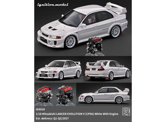 Mitsubishi Lancer Evolution V (CP9A) with 4G63 Engine, white 1:18 Ignition Model (IG4018) – ETA. June 2027