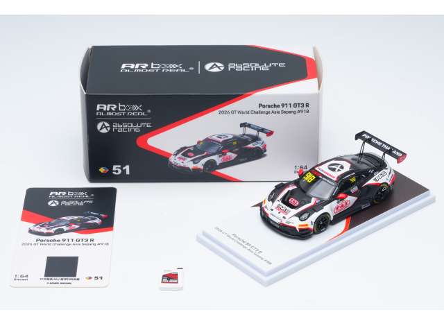 2026 Porsche 911 GT3 R #918 GT World Challenge Asia Sepang, white/red/black 1:64 Almost Real Model (ALM640004111) – ETA. March 2027