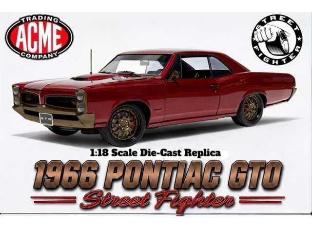 1966 Pontiac GTO *Street Fighter*, red pearl 1:18 Acme Diecast Model (ACME1801230) – ETA. March 2027