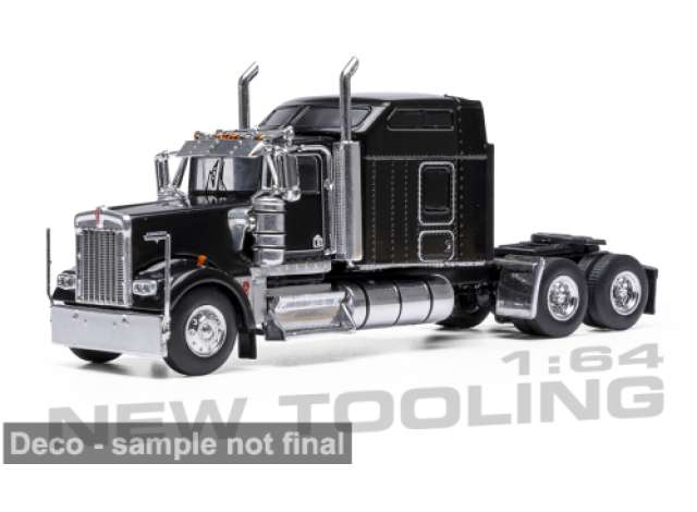 1990 Kenworth W900 Sleeper Cab, black 1:64 IXO Models Model (IXO64TR014B) – ETA. March 2027