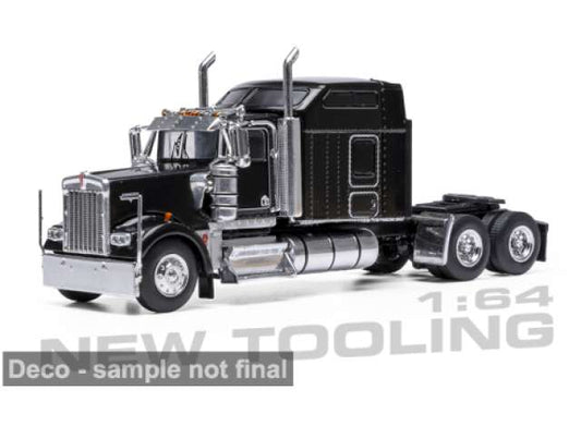 1990 Kenworth W900 Sleeper Cab, black 1:64 IXO Models Model (IXO64TR014B) – ETA. March 2027