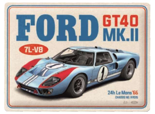 Metal Tac Signs 3D, Ford GT 40 Tac Signs Model