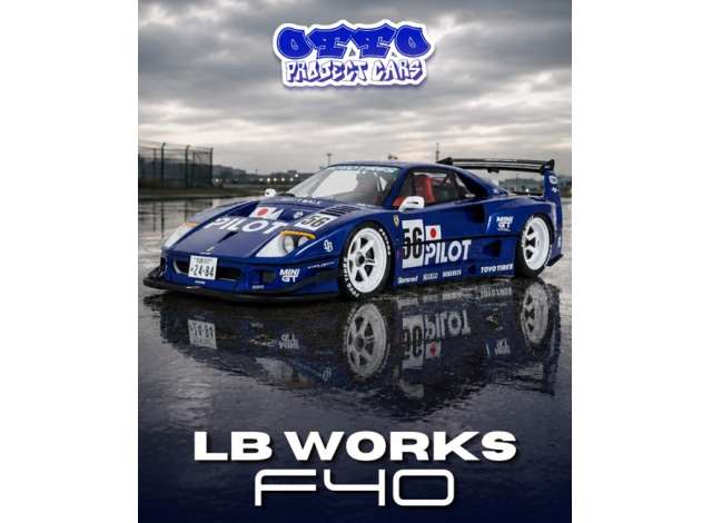 Pre-Order – 2024 LB-Works F40 *Resin series*, blue metallic 1:18 OttOmobile Miniatures Model (OT1408) – ETA. May 2027