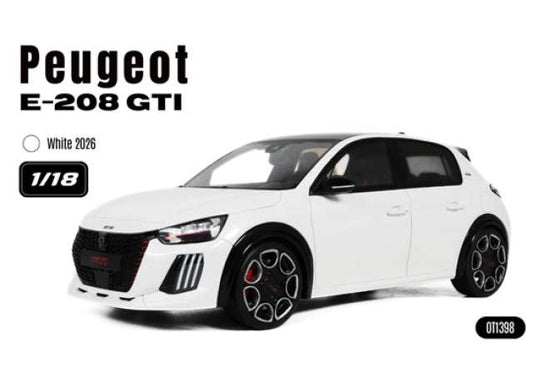 2026 Peugeot E-208 GTI *Resin series*, white 1:18 OttOmobile Miniatures Model (OT1398) – ETA. May 2027
