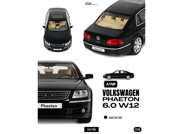 Pre-Order – 2005 Volkswagen Phaeton 6.0 W12 *Resin series*, black L041 1:18 OttOmobile Miniatures Model (OT1266) – ETA. January 2027