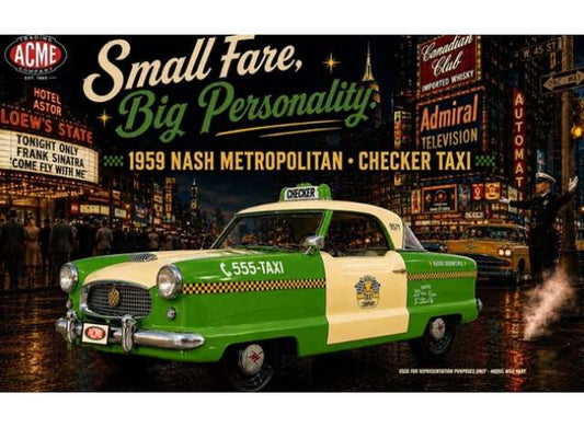 1959 Nash Metropolitan *Checker Taxi*, green 1:18 Acme Diecast Model (ACME1801000) – ETA. April 2027