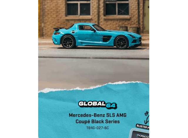 Pre-Order – 2012 Mercedes-Benz SLS Black Series, baby blue mat 1:64 Tarmac Works Model (TC-T64G-027-BC) – ETA. April 2027