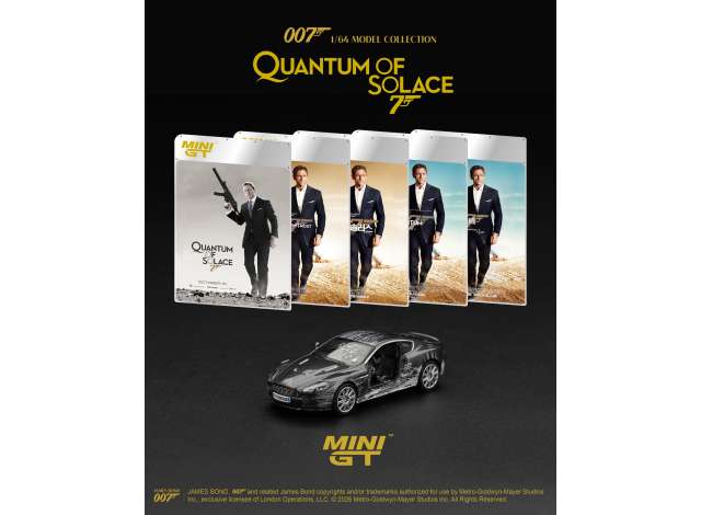 Pre-Order – 2008 Aston Martin BDS *Quantum of Solace* English Blister Packaging, black 1:64 Mini GT Model (MGT00924-007E) – ETA. April 2027