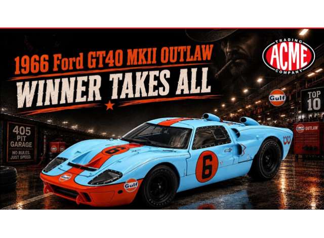 Pre-Order – 1966 Ford GT40 MKII #6 Outlaw, gulf blue 1:18 Acme Diecast Model (ACMESC18009) – ETA. April 2027
