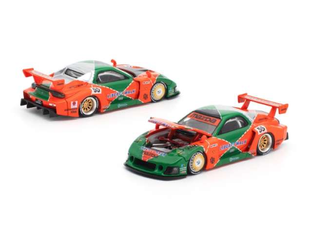 Pre-Order – LB Super Silhouette RX7 (FD3S), orange/green 1:64 Pop Race Model (PR640537) – ETA. June 2027