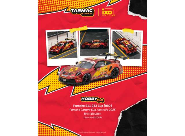 Pre-Order – 2025 Porsche 911 GT3 Cup (992) Brett Boulton Porsche Carrera CUP Australia, various 1:64 Tarmac Works Model (TC-T64-093-25CCA95) – ETA. May 2027