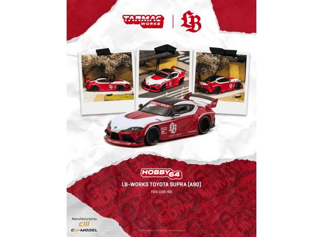Pre-Order – 2025 Toyota Supra (A90) LB-Works, red 1:64 Tarmac Works Model (TC-T64-109-RD) – ETA. May 2027