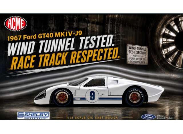 Pre-Order – 1967 Ford GT40 MK MIV #9 - J9, wimbledon white 1:18 Acme Diecast Model (ACMESC18011) – ETA. April 2027