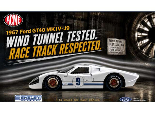 1967 Ford GT40 MK MIV #9 - J9, wimbledon white 1:18 Acme Diecast Model (ACMESC18011) – ETA. April 2027