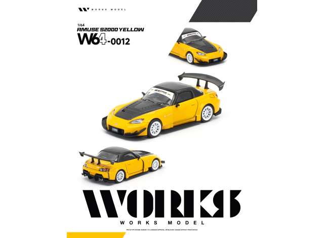 Pre-Order – Amuse S2000, yellow 1:64 WORKS Model (W64-0012) – ETA. September 2027