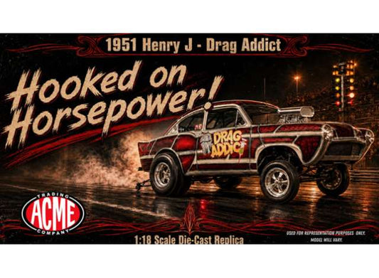 1951 Henry J Gasser *Drag Addict*, red 1:18 Acme Diecast Model (ACME1800946) – ETA. April 2027