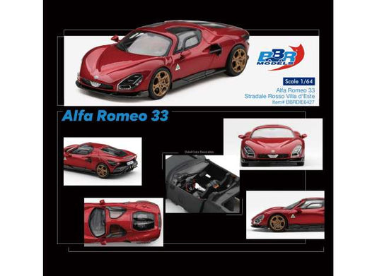 Pre-Order – 2025 Alfa Romeo 33, Stradale Rosso Villa D`este 1:64 BBR Model (BBRDIE6427) – ETA. May 2027