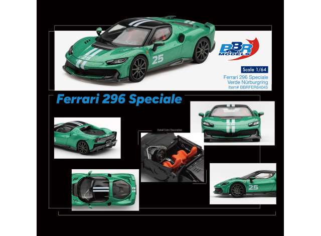 Pre-Order – 2025 Ferrari 296 Speciale, Verde Nurburgring 1:64 BBR Model (BBRFER64045) – ETA. May 2027