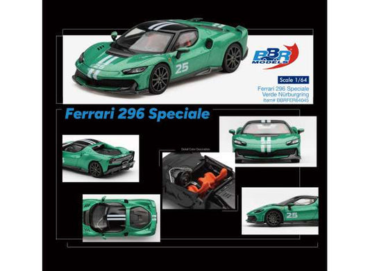 Pre-Order – 2025 Ferrari 296 Speciale, Verde Nurburgring 1:64 BBR Model (BBRFER64045) – ETA. May 2027