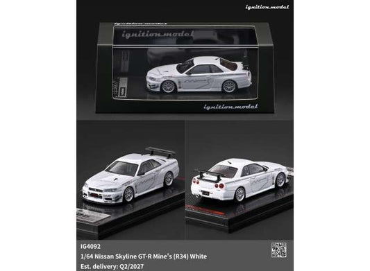 Nissan Skyline GT-R Mine's (R34), white 1:64 Ignition Model (IG4092) – ETA. September 2027